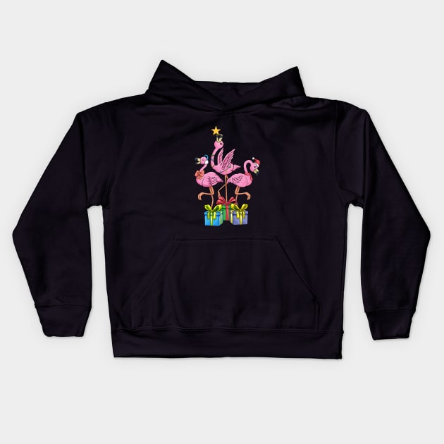 Flamingo Christmas funny Christmas tree Gift Kids Hoodie by ELFEINHALB